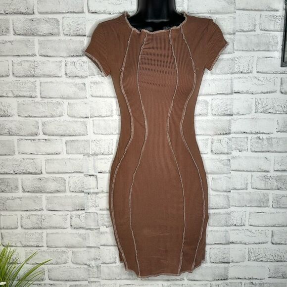See You Monday Chocolate Body Con Dress Boho Small - Picture 1 of 6
